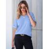 imageANRABESS Women T Shirts Oversized Short Sleeve V Neck 2025 Summer Casual Loose Tops Basic Tee Shirts Outfits with PocketLight Blue