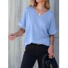 imageANRABESS Women T Shirts Oversized Short Sleeve V Neck 2025 Summer Casual Loose Tops Basic Tee Shirts Outfits with PocketLight Blue