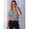 imageANRABESS Women T Shirts Oversized Short Sleeve V Neck 2025 Summer Casual Loose Tops Basic Tee Shirts Outfits with PocketLight Brown