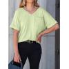 imageANRABESS Women T Shirts Oversized Short Sleeve V Neck 2025 Summer Casual Loose Tops Basic Tee Shirts Outfits with PocketMint Green
