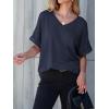 imageANRABESS Women T Shirts Oversized Short Sleeve V Neck 2025 Summer Casual Loose Tops Basic Tee Shirts Outfits with PocketNavy Blue