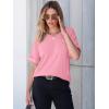 imageANRABESS Women T Shirts Oversized Short Sleeve V Neck 2025 Summer Casual Loose Tops Basic Tee Shirts Outfits with PocketPink