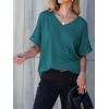 imageANRABESS Women T Shirts Oversized Short Sleeve V Neck 2025 Summer Casual Loose Tops Basic Tee Shirts Outfits with PocketTeal