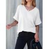 imageANRABESS Women T Shirts Oversized Short Sleeve V Neck 2025 Summer Casual Loose Tops Basic Tee Shirts Outfits with PocketWhite