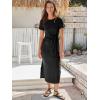 imageANRABESS Womens 2025 Summer Maxi Tshirt Dress Short Sleeve Crewneck Tie Waist Casual Slim Fit Slit Spring Long Beach DressesBlack