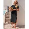 imageANRABESS Womens 2025 Summer Maxi Tshirt Dress Short Sleeve Crewneck Tie Waist Casual Slim Fit Slit Spring Long Beach DressesBlack