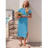 imageANRABESS Womens 2025 Summer Maxi Tshirt Dress Short Sleeve Crewneck Tie Waist Casual Slim Fit Slit Spring Long Beach DressesBlue