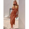 imageANRABESS Womens 2025 Summer Maxi Tshirt Dress Short Sleeve Crewneck Tie Waist Casual Slim Fit Slit Spring Long Beach DressesBrick Red