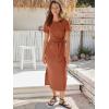 imageANRABESS Womens 2025 Summer Maxi Tshirt Dress Short Sleeve Crewneck Tie Waist Casual Slim Fit Slit Spring Long Beach DressesBrick Red