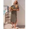 imageANRABESS Womens 2025 Summer Maxi Tshirt Dress Short Sleeve Crewneck Tie Waist Casual Slim Fit Slit Spring Long Beach DressesBrown