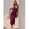 imageANRABESS Womens 2025 Summer Maxi Tshirt Dress Short Sleeve Crewneck Tie Waist Casual Slim Fit Slit Spring Long Beach DressesBurgundy