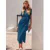 imageANRABESS Womens 2025 Summer Maxi Tshirt Dress Short Sleeve Crewneck Tie Waist Casual Slim Fit Slit Spring Long Beach DressesCyan