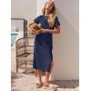 imageANRABESS Womens 2025 Summer Maxi Tshirt Dress Short Sleeve Crewneck Tie Waist Casual Slim Fit Slit Spring Long Beach DressesDeep Blue