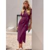 imageANRABESS Womens 2025 Summer Maxi Tshirt Dress Short Sleeve Crewneck Tie Waist Casual Slim Fit Slit Spring Long Beach DressesFuchsia