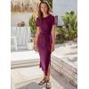 imageANRABESS Womens 2025 Summer Maxi Tshirt Dress Short Sleeve Crewneck Tie Waist Casual Slim Fit Slit Spring Long Beach DressesFuchsia