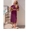 imageANRABESS Womens 2025 Summer Maxi Tshirt Dress Short Sleeve Crewneck Tie Waist Casual Slim Fit Slit Spring Long Beach DressesFuchsia