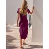 imageANRABESS Womens 2025 Summer Maxi Tshirt Dress Short Sleeve Crewneck Tie Waist Casual Slim Fit Slit Spring Long Beach DressesFuchsia
