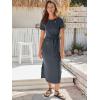 imageANRABESS Womens 2025 Summer Maxi Tshirt Dress Short Sleeve Crewneck Tie Waist Casual Slim Fit Slit Spring Long Beach DressesGray Green