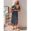 imageANRABESS Womens 2025 Summer Maxi Tshirt Dress Short Sleeve Crewneck Tie Waist Casual Slim Fit Slit Spring Long Beach DressesGray Green