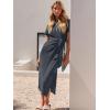 imageANRABESS Womens 2025 Summer Maxi Tshirt Dress Short Sleeve Crewneck Tie Waist Casual Slim Fit Slit Spring Long Beach DressesGray Green
