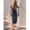 imageANRABESS Womens 2025 Summer Maxi Tshirt Dress Short Sleeve Crewneck Tie Waist Casual Slim Fit Slit Spring Long Beach DressesGray Green