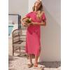 imageANRABESS Womens 2025 Summer Maxi Tshirt Dress Short Sleeve Crewneck Tie Waist Casual Slim Fit Slit Spring Long Beach DressesLight Red