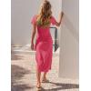 imageANRABESS Womens 2025 Summer Maxi Tshirt Dress Short Sleeve Crewneck Tie Waist Casual Slim Fit Slit Spring Long Beach DressesLight Red