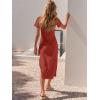 imageANRABESS Womens 2025 Summer Maxi Tshirt Dress Short Sleeve Crewneck Tie Waist Casual Slim Fit Slit Spring Long Beach DressesOrange Rust