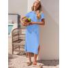 imageANRABESS Womens 2025 Summer Maxi Tshirt Dress Short Sleeve Crewneck Tie Waist Casual Slim Fit Slit Spring Long Beach DressesSky Blue