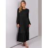 imageANRABESS Womens Casual Long Sleeve Midi Dress 2025 Fall Crewneck A Line Tiered Flowy Loose Trendy Dresses with PocketsBlack