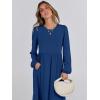 imageANRABESS Womens Casual Long Sleeve Midi Dress 2025 Fall Crewneck A Line Tiered Flowy Loose Trendy Dresses with PocketsBlue