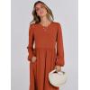 imageANRABESS Womens Casual Long Sleeve Midi Dress 2025 Fall Crewneck A Line Tiered Flowy Loose Trendy Dresses with PocketsBrick Red