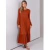 imageANRABESS Womens Casual Long Sleeve Midi Dress 2025 Fall Crewneck A Line Tiered Flowy Loose Trendy Dresses with PocketsBrick Red