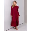 imageANRABESS Womens Casual Long Sleeve Midi Dress 2025 Fall Crewneck A Line Tiered Flowy Loose Trendy Dresses with PocketsBurgundy