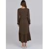 imageANRABESS Womens Casual Long Sleeve Midi Dress 2025 Fall Crewneck A Line Tiered Flowy Loose Trendy Dresses with PocketsCoffee