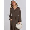 imageANRABESS Womens Casual Long Sleeve Midi Dress 2025 Fall Crewneck A Line Tiered Flowy Loose Trendy Dresses with PocketsCoffee