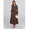 imageANRABESS Womens Casual Long Sleeve Midi Dress 2025 Fall Crewneck A Line Tiered Flowy Loose Trendy Dresses with PocketsCoffee