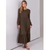 imageANRABESS Womens Casual Long Sleeve Midi Dress 2025 Fall Crewneck A Line Tiered Flowy Loose Trendy Dresses with PocketsCoffee