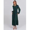 imageANRABESS Womens Casual Long Sleeve Midi Dress 2025 Fall Crewneck A Line Tiered Flowy Loose Trendy Dresses with PocketsDark Green