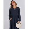 imageANRABESS Womens Casual Long Sleeve Midi Dress 2025 Fall Crewneck A Line Tiered Flowy Loose Trendy Dresses with PocketsDark Navy Blue