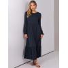 imageANRABESS Womens Casual Long Sleeve Midi Dress 2025 Fall Crewneck A Line Tiered Flowy Loose Trendy Dresses with PocketsDark Navy Blue