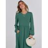 imageANRABESS Womens Casual Long Sleeve Midi Dress 2025 Fall Crewneck A Line Tiered Flowy Loose Trendy Dresses with PocketsGrass Green