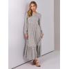 imageANRABESS Womens Casual Long Sleeve Midi Dress 2025 Fall Crewneck A Line Tiered Flowy Loose Trendy Dresses with PocketsGray With White Polka Dot