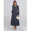 imageANRABESS Womens Casual Long Sleeve Midi Dress 2025 Fall Crewneck A Line Tiered Flowy Loose Trendy Dresses with PocketsGrey