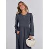 imageANRABESS Womens Casual Long Sleeve Midi Dress 2025 Fall Crewneck A Line Tiered Flowy Loose Trendy Dresses with PocketsGrey