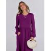 imageANRABESS Womens Casual Long Sleeve Midi Dress 2025 Fall Crewneck A Line Tiered Flowy Loose Trendy Dresses with PocketsPurple