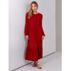 imageANRABESS Womens Casual Long Sleeve Midi Dress 2025 Fall Crewneck A Line Tiered Flowy Loose Trendy Dresses with PocketsRed