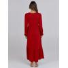 imageANRABESS Womens Casual Long Sleeve Midi Dress 2025 Fall Crewneck A Line Tiered Flowy Loose Trendy Dresses with PocketsRed