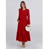 imageANRABESS Womens Casual Long Sleeve Midi Dress 2025 Fall Crewneck A Line Tiered Flowy Loose Trendy Dresses with PocketsRed