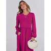 imageANRABESS Womens Casual Long Sleeve Midi Dress 2025 Fall Crewneck A Line Tiered Flowy Loose Trendy Dresses with PocketsRose
